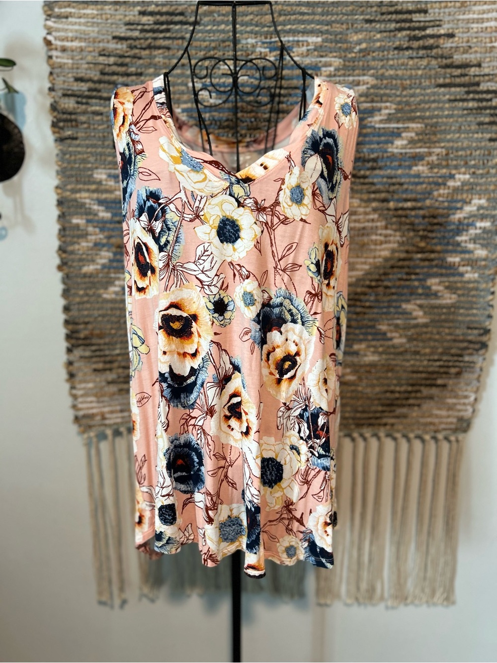 Maurices 24/7 Floral Sleeveless Tunic Tank Top - Peach Pink